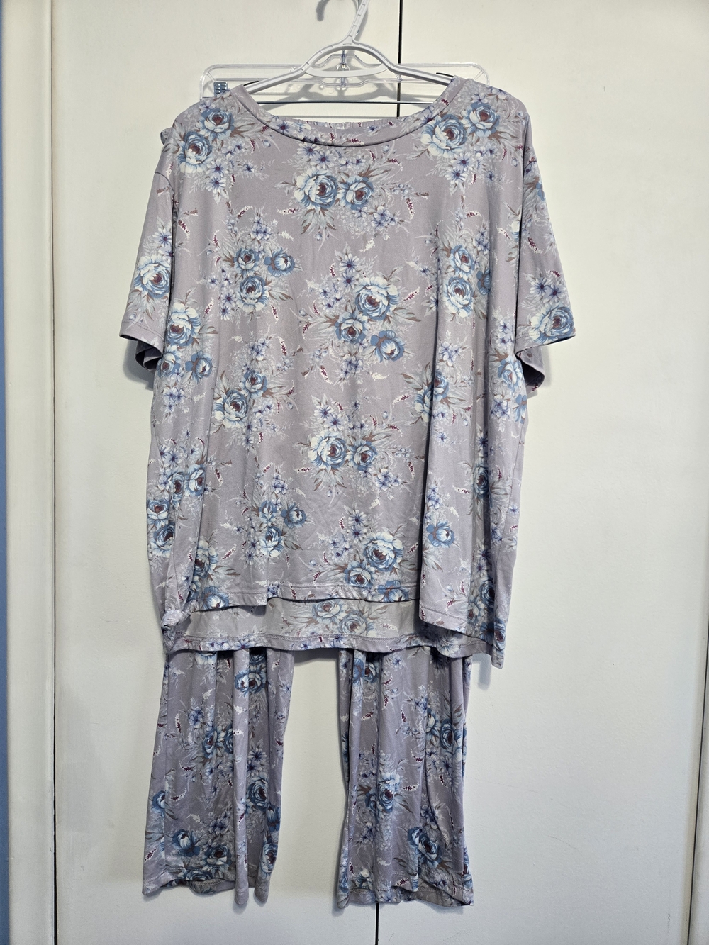 Flora Nikrooz Pajama Set XXL Purple Blue Floral Pockets Stretch Lounge 2pc